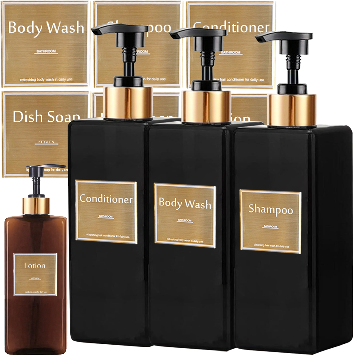 Kitchen Appliances Set - Shower Soap Dispenser Set Refillable Shampoo