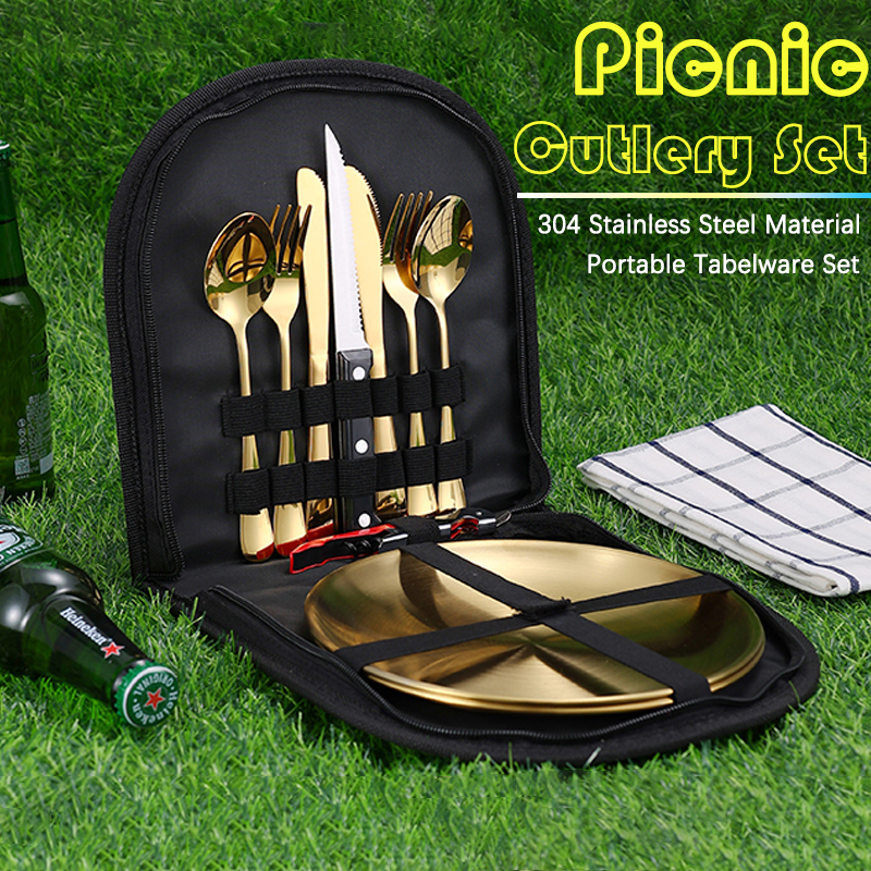 Kitchen Appliances Set - 10Pcs Camping Tableware Set 304 Stainless